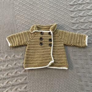 Handmade Double Breasted Baby Sweater ~ 0/3M
